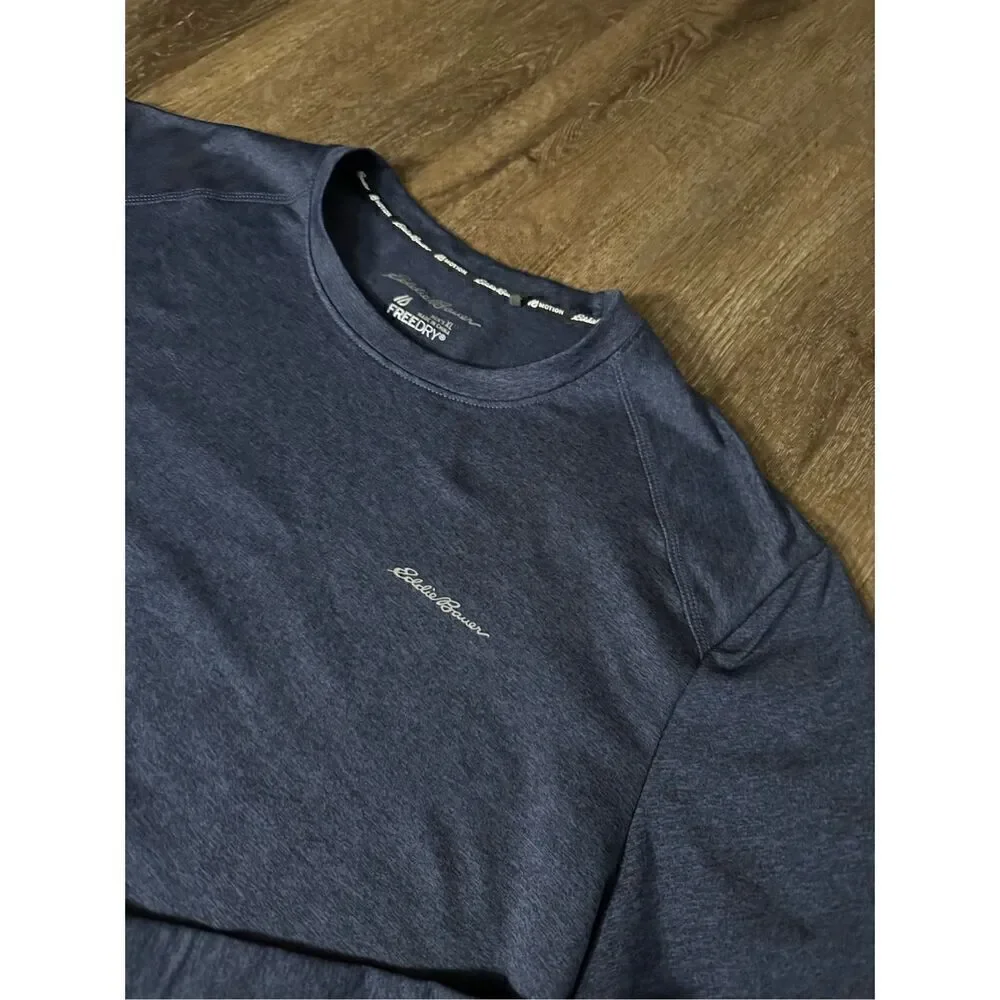 Eddie Bauer FreeDry Activewear Shirt Men's XL Long Sleeve Raglan Heather Blue
